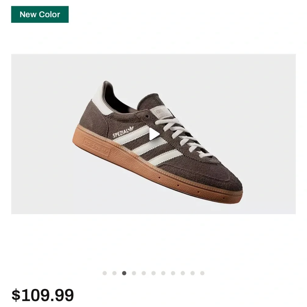 adidas Spezial Chocolate Brown Suede Sneakers with Off-White Stripes - Picture 2 of 6